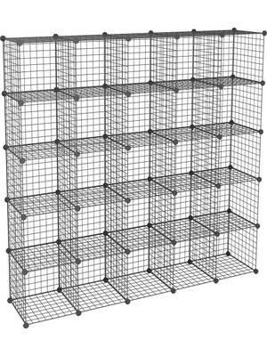 Hodbehod 25 Bölmeli Metal Portatif Kitaplık Raf Dolap Organizer