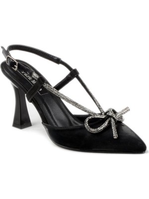 Duygushoesbag Baggy Kadın Fiyonk Taşlı Topuklu Ayakkabı