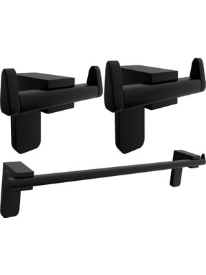 Fndhome Siyah Lux 3'lü Banyo Seti