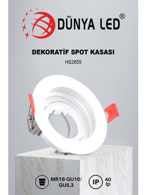 Dünya Led HS.2655 Pluton Boş Kasa Beyaz Yuvarlak Kolay Montaj ve Kullanım