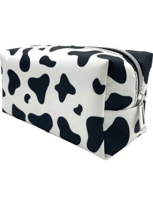 Differ Studio Inek Desen Su Geçirmez Geniş Iç Hacim Kalemlik/makyaj/kozmetik/seyahat/el Çantası