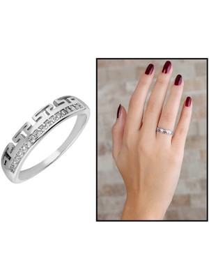 Online Hediye Sepeti Zirkon Taşlı T Tasarım 925 Ayar Gümüş Bayan Yüzük