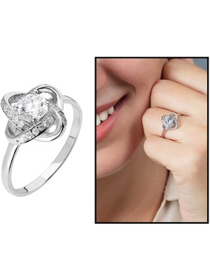 Online Hediye Sepeti Zirkon Tektaşlı Samanyolu Tasarım 925 Ayar Gümüş Bayan Yüzük