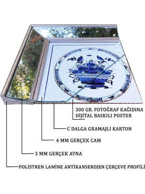 Linacci Ayna Çerçeveli Camlı Tablo Poster