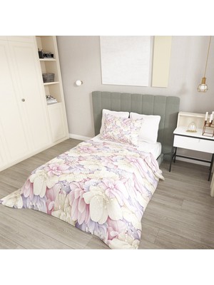 Monohome Tek Kişilik Pike Takımı Jakar Dokuma Pamuklu 3D Flowers Coverlet