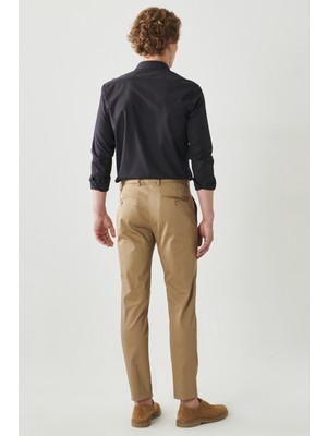 ALTINYILDIZ CLASSICS Erkek Camel Slim Fit Dar Kesim Yan Cepli Esnek Pantolon