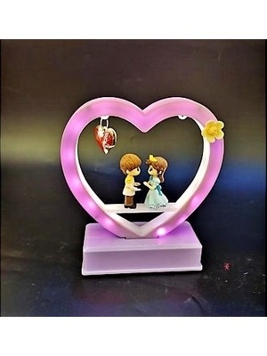 Hediyezin Kalp Şeklinde Sevgili  Işıklı Müzik Kutusu