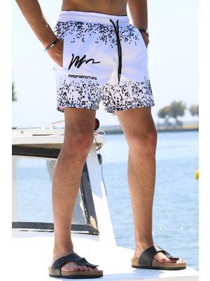 Madmext Siyah Baskılı Cepli Deniz Şortu 5782