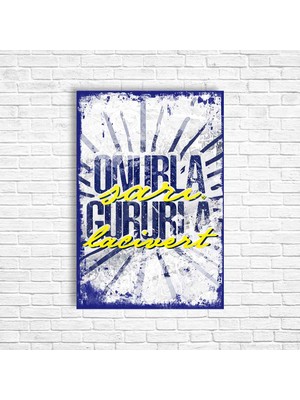 Trend Poster Sarı Lacivert Retro Ahşap Poster