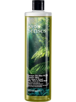 Avon Senses Escape To The Wild Saç Vücut ve Yüz Için Erkek Duş Jeli 500 ml
