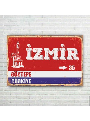 Trend Poster Izmir Plaka Retro Ahşap Poster