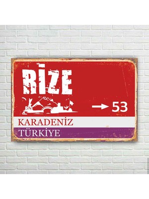 Trend Poster Rize Plaka Retro Ahşap Poster