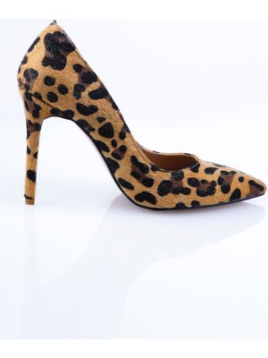 ShoeSSpring Tüylü Leopar Stiletto