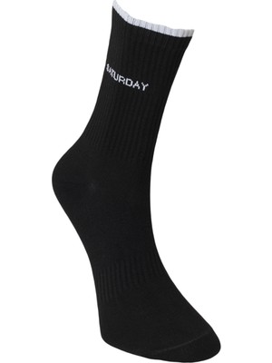 Desenli Siyah Casual Çorap