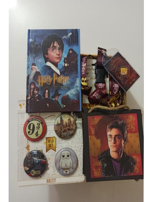 Alanç Harry Potter Rozet Seti, Defter, Ahşap Duvar Süsü, Boyun Askı ipi Hediye Seti