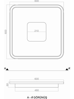 Triolux TRA54101K Eco 60*60 cm LED Avize Plafonyer Basıs - Işık Rengi 6500K Soğuk Beyaz