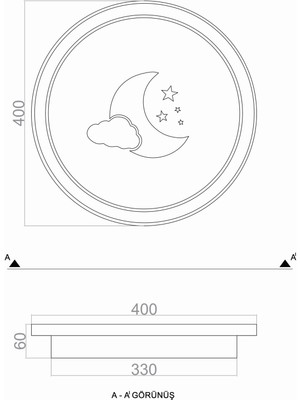 Triolux TRA54104B Eco Ø40 cm LED Avize Plafonyer Basıs - Işık Rengi 6500K Soğuk Beyaz