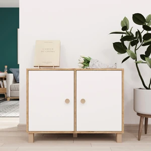 Robin Home Merlin Çok Amaçlı Dolap 2 Kapaklı Ahşap Ayak Ofis Dolabı M35