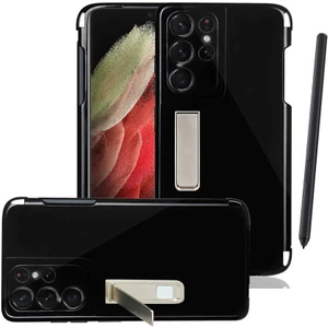 Samsung Galaxy S21 Ultra Uyumlu Kılıf Standlı Kalem Bölmeli Ultra Ince Ultra Esnek Silikon Siyah