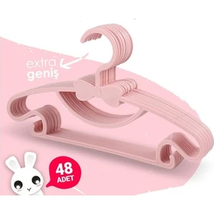 Sweet 48 Adet  Bebek Elbise Askısı 30 cm Fiyonklu Kelebek Bebek Çocuk Kıyafet Askısı