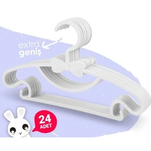 Sweet  24 Adet Bebek Askısı Çocuk Kıyafet Askısı Beyaz Fiyonk Askı