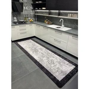 Ladin Model Çizgili Lateks Deri Taban Saçaksız Mutfak Halısı