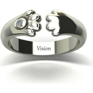 Vision Pırlanta 925 Ayar Gümüş Pati Yüzük Beyaz Taşlı