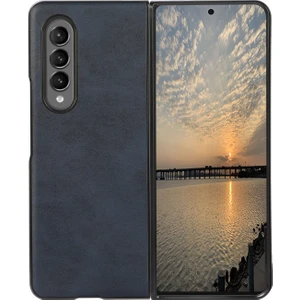 Samsung Galaxy Z Fold4 Mavi Için Iki Renkli Buzağı Dokusu Telefon Kasası (Yurt Dışından)