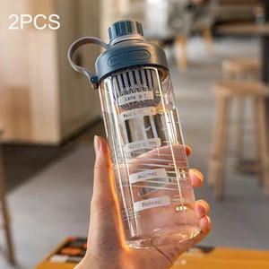 2pcs Taşınabilir Çay Sızan Plastik Kupa, Kapasite: 650ML Gri Mavi