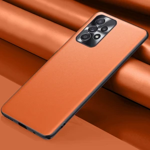 Samsung Galaxy A23 5g / 4g Turuncu Için Düz Cilt Deri Kasa