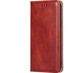 YKD Store Samsung Galaxy M33 5G Kahverengi İçin Parlak Yağ Manyetik Deri Kasa (Yurt Dışından)