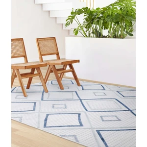 Sand Krem Mavi Katlanabilir Kolay Temizlenebilir Halı 65549A