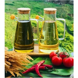 Fbz Home Yağlık Sirkelik Seti Silikon Contalı Bambu Kapaklı 3'lü Set Yağdanlık Standlı