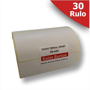 Kalite Barkod 100x50 Termal Etiket 30 Rulo Barkod Etiketi