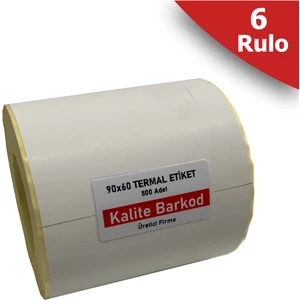 Kalite Barkod 90x60 Termal Etiket 6 Rulo Barkod Etiketi