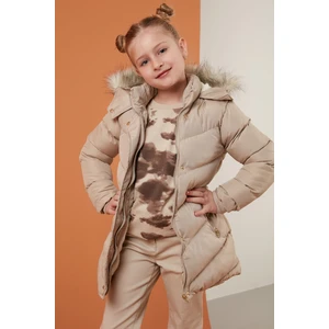 Yakası Suni Kürklü Kapüşonlu Şişme Mont Kız Çocuk MONT 6035018