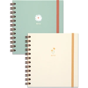 Matt Notebook 15X15 cm Kare 2'li Set Spiralli Çizgili Tarihsiz Not Defteri Papatya