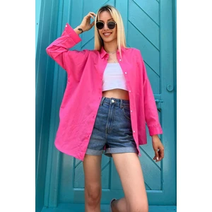 Mad Girls Fuşya Oversize Gömlek MG1369