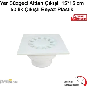 Okçu Kardeşler Yapı Market Yer Süzgeci Alttan Çıkışlı 15*15 cm 50 Lik Çıkışlı Beyaz Plastik