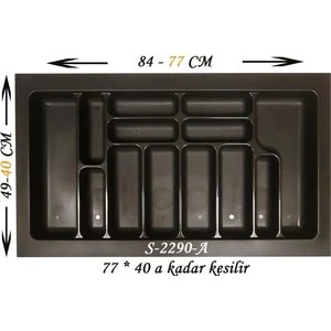 Çekmece Içi Plastik Kaşıklık Antrasit Antibakteriyel S-2290-A En:84-77 D:49-40 cm Arası Kesilebilir 13 Göz 90 cm Modül