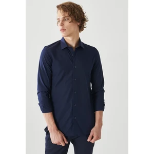 ALTINYILDIZ CLASSICS Erkek Koyu Lacivert Tailored Slim Fit Dar Kesim Gömlek