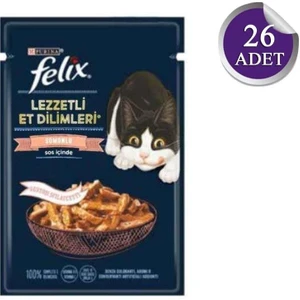 Pouch Tasty Shreds Somonlu Lezzetli Et Dilimleri Yaş Kedi Maması 80 gr x 26 Adet