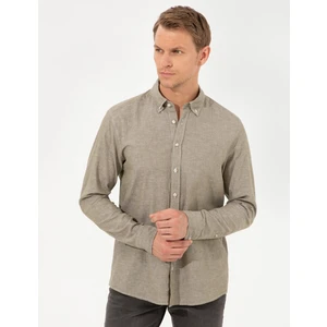 Pierre Cardin Erkek Haki Regular Fit Uzun Kollu Gömlek 50249667-VR027