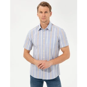 Pierre Cardin Erkek Mavi Regular Fit Kısa Kollu Gömlek 50249753-VR036
