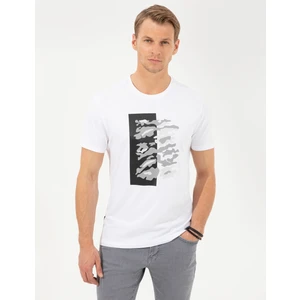 Pierre Cardin Erkek Beyaz Slim Fit Baskılı Bisiklet Yaka Tişört 50253504-VR013