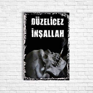 Trend Poster Düzelicez Inşallah Retro Ahşap Poster