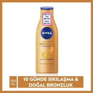 NIVEA Q10 Sıkılaştırıcı ve Bronzluk Vücut Losyonu 200ml,10 Günde Sıkılaştırıcı Krem,Doğal Bronzluk,Açık & Buğday Tenli Cilt