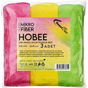 Hobee 3'lü Mikrofiber Kalın Temizlik Bezi 40 x 40 cm 265GSM