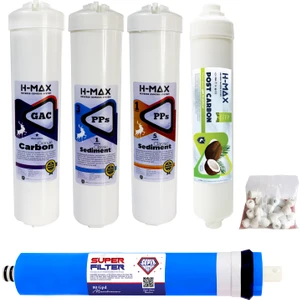 H-MAX Reverse Osmosis System 80 Gpd Süper Sarım Membranlı ve Tatlandırıcılı 5'li Kapalı Kasa Cihazlarla Uyumlu Filtre