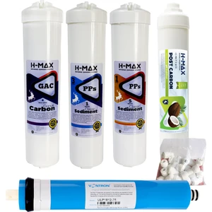 H-MAX Reverse Osmosis System 75 Gpd Orijinal Vontron Membranlı ve Tatlandırıcılı 5'li Kapalı Kasa Cihazlarla Uyumlu Filtre